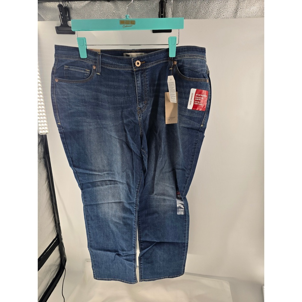 Levis 580 Curvy Straight Leg Jeans Womens 22W M Blue Denim Stretch No-Gap‎ Waist